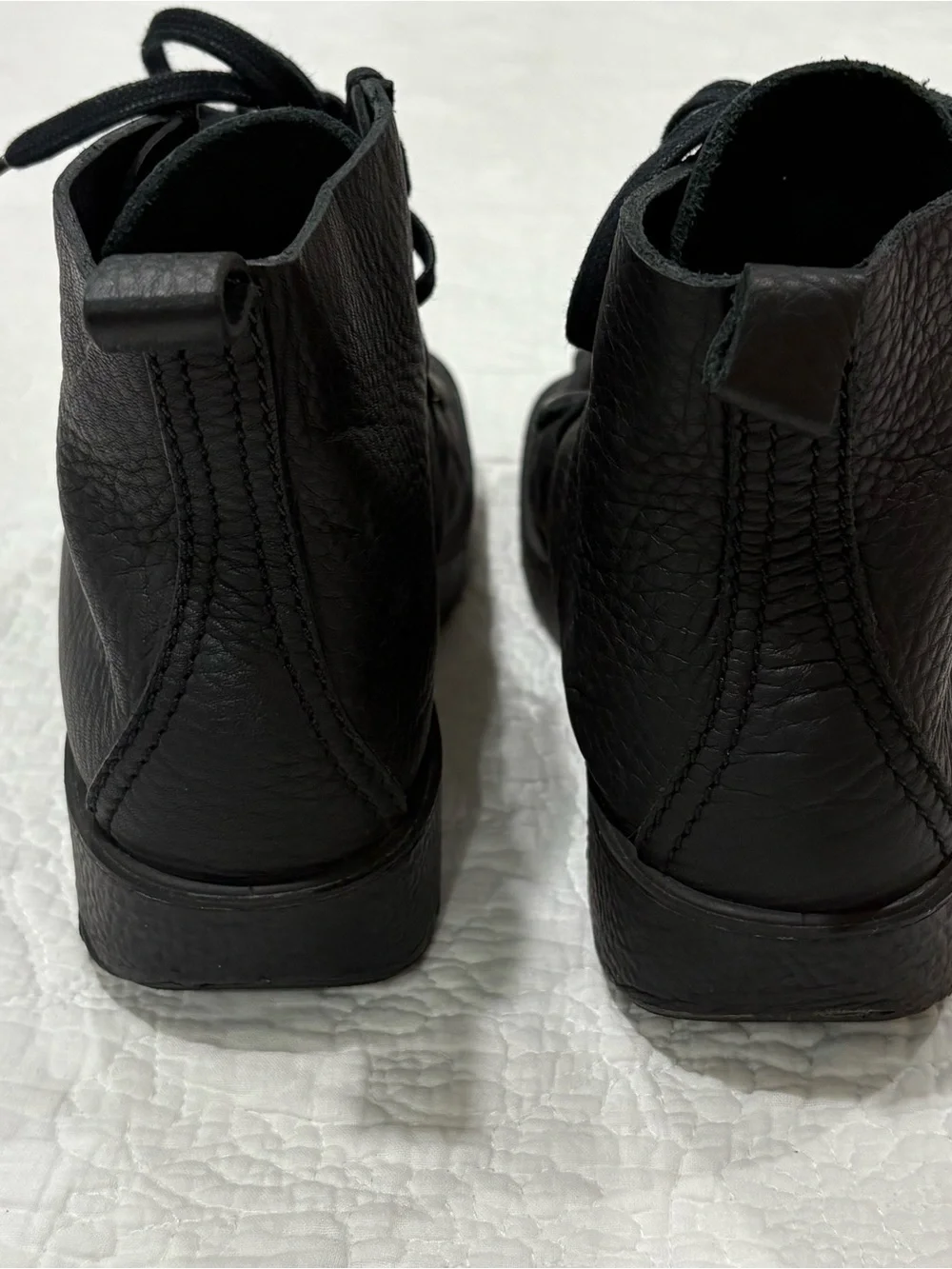 At.Kolektive Black Joke Lace Desert Boot Size 42 Pebble Grain Leather Square Toe